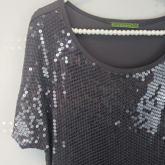 Spencer & Graham |‎ Velvet Sequin Tee Gray Size Med - Picture 2 of 6